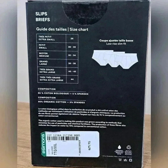 NWT - Simons Le31 - 3  pack Mens Briefs New in the Box - Cotton Black Size XXL - Picture 4 of 7